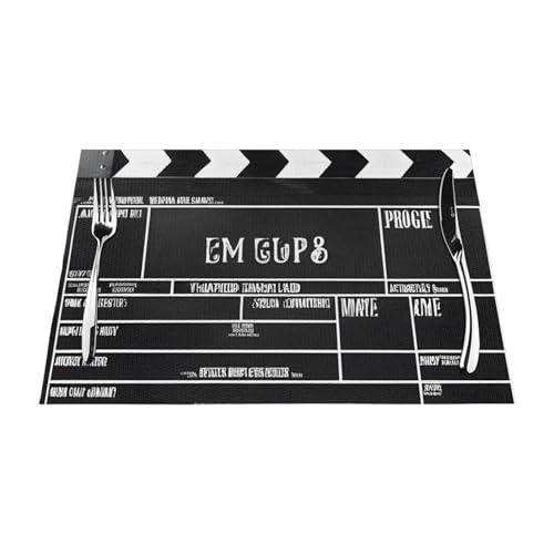 Klassisches Film-Schindel-Platzset, gewebt, langlebig, hitzebeständig, Tischmatte für Esstisch, Küche und Außenbereich, elegantes Design, leicht zu reinigen, PVC-Polyester-Matte von NPOREJKNGF