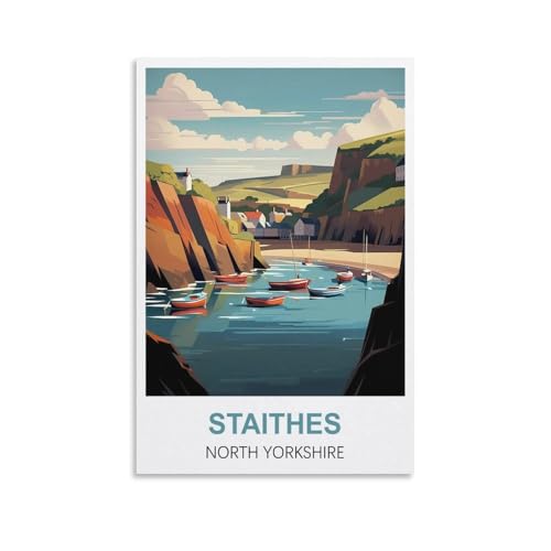 Blechschilder, Retro, Staithes, North Yorkshire, Blechschild, Plakette, Poster, Wandkunst, Dekoration für Café, Bar, Restaurant, Pub, 15 x 30 cm Blechschilder, Retro, Staithes, North Yorkshire, Blechschild, Plakette, Poster, Wandkunst, Dekoration für Café, Bar, Restaurant, Pub, 15 x 30 cm von NPRZM