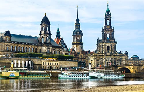 NPRZM Diamond Painting Spiel Stadtfluss, Dresden, Deutschland, Elbe, Schiffe 30x40CM von NPRZM