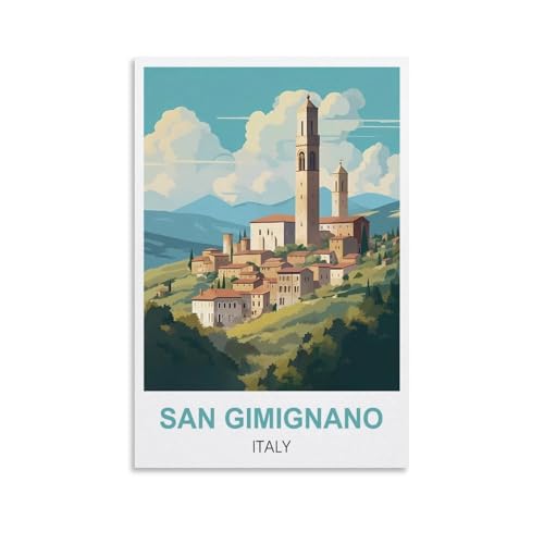 NPRZM Lustiges Metallschild, Vintage-Blechschild, San Gimignano, Italien, inspirierende Geschenke für Frauen und Männer, Retro-Metallposter, Wanddekoration, 15 x 30 cm NPRZM Lustiges Metallschild, Vintage-Blechschild, San Gimignano, Italien, inspirierende Geschenke für Frauen und Männer, Retro-Metallposter, Wanddekoration, 15 x 30 cm von NPRZM