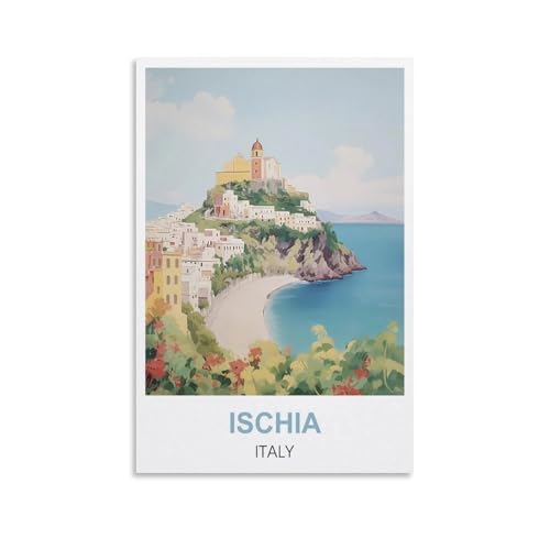 NPRZM Metallblechschild Ischia Italien Vintage Schild Retro Blechschilder Vintage Metall Blechschild für Bar Zuhause Wand Metalldekoration 30x40cm von NPRZM