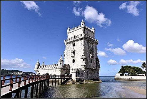 Turm von Belem und Entdeckungsdenkmal in Lissabon, Portugal, 5D-Diamant-Malerei zum Selbermachen, nach Zahlen, einzigartige Sets, Wanddekoration zu Hause, Kristall-Strass-Wanddekoration, 50 x 50 cm Turm von Belem und Entdeckungsdenkmal in Lissabon, Portugal, 5D-Diamant-Malerei zum Selbermachen, nach Zahlen, einzigartige Sets, Wanddekoration zu Hause, Kristall-Strass-Wanddekoration, 50 x 50 cm von NPRZM