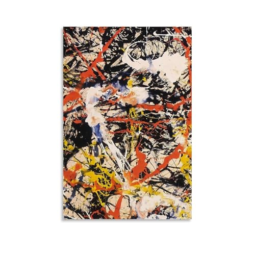 Jackson Pollock Convergence Wandkunst, modern, minimalistisch, dekoratives Gemälde, wasserdichtes Poster, leicht zu pflegen, Wohnzimmer, Schlafzimmer, Hintergrund, Wand zur Verbesserung des Stils, 60 von NPSFXC
