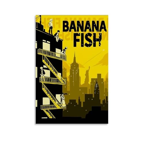 NPSFXC Bananenfischwandkunst, modern, minimalistisch, dekoratives Gemälde, wasserdichtes Poster, leicht zu pflegen, Wohnzimmer, Schlafzimmer, Hintergrund, Wand zur Verbesserung des Stils, 20 x 30 cm von NPSFXC