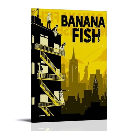 NPSFXC Bananenfischwandkunst, modern, minimalistisch, dekoratives Gemälde, wasserdichtes Poster, leicht zu pflegen, Wohnzimmer, Schlafzimmer, Hintergrund, Wand zur Verbesserung des Stils, 20 x 30 cm von NPSFXC