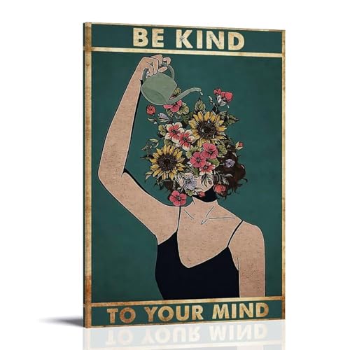 NPSFXC Be Kind To Your MindWall Art Modernes, minimalistisches dekoratives Gemälde, wasserdichtes Poster, leicht zu pflegen, für Wohnzimmer, Schlafzimmer, Hintergrund, Wand zur Verbesserung des Stils von NPSFXC