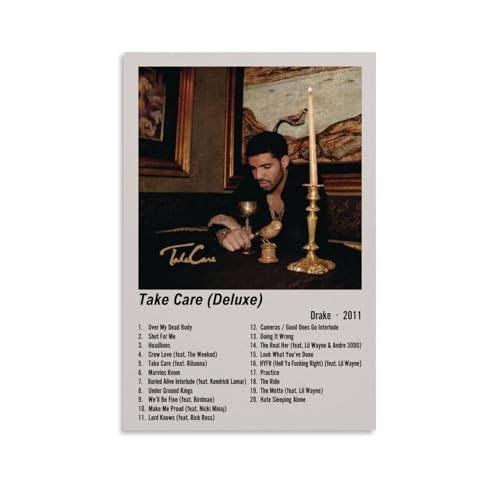 NPSFXC Take Care-DrakeWall Art, modernes minimalistisches dekoratives Gemälde, wasserdichtes Poster, leicht zu pflegen, für Wohnzimmer, Schlafzimmer, Hintergrund, Wand zur Verbesserung des Stils, 50 x von NPSFXC
