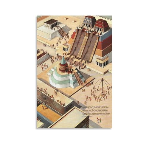 NPSFXC TenochtitlanWandkunst, modern, minimalistisch, dekoratives Gemälde, wasserfestes Poster, leicht zu pflegen, für Wohnzimmer, Schlafzimmer, Hintergrund, Wand zur Verbesserung des Stils, 50 x 75 von NPSFXC