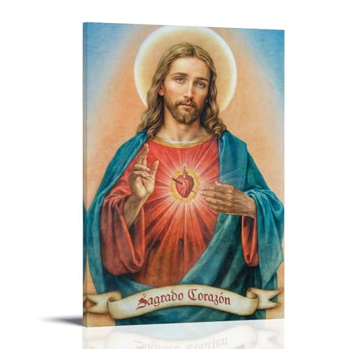 NPSFXC Wandkunst, Heiliges Herz Jesu Christus, modern, minimalistisch, dekoratives Gemälde, wasserdichtes Poster, leicht zu pflegen, Wohnzimmer, Schlafzimmer, Hintergrund, Wand zur Verschönerung des von NPSFXC