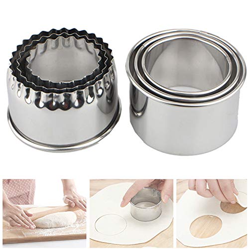 Keksausstecher 6 Stück Rund Plätzchen Ausstecher Plätzchenausstecher Weihnachten Edelstahl Cookie Cutter Gewellte Ausstechformen Ausstecher für Knödelhaut Plätzchen Donut Kekse Obst Brot und Gemüse von NPTGLYQW