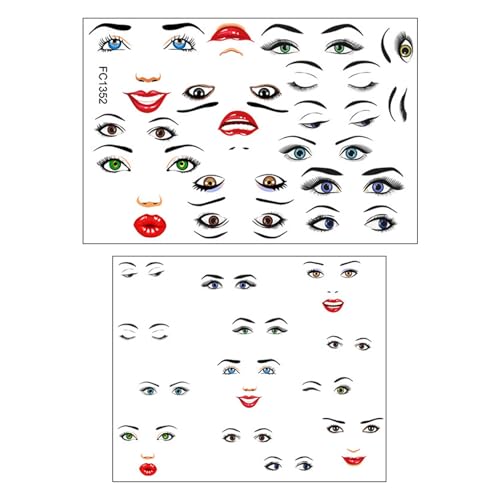 2 Blätter Dekorative Aufkleber Gesichtsbehandlungen Gesicht Ausdruck Mit Augen Nasenmund Augenbrauen Gesichter Lustig Dekorativ Lustig Für Blumentopf von NPXUAMTJ