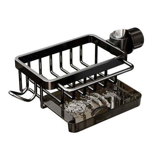 Bequemer Schwamm Lagerregal Innovative Schwarzponge Rack Aus Schwarzer Links Für Küchenspüle Abnehmbarer Wasserhahn Abfluss von NPXUAMTJ