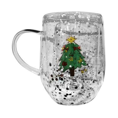 Doppelschicht Glas Becher 300 Hitzebeständiges Wasserbecher Getränke Für Heißes Getränkglas Mit Weihnachtsmuster von NPXUAMTJ