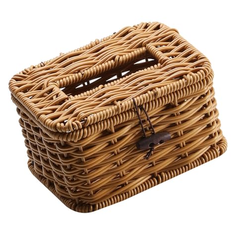 Einfache Installation Von Kunststoff Tissue Box Imitation Rattan Gewebt Rechteckig Wohnzimmer Papierhandtuchhalter Serviettenspender von NPXUAMTJ