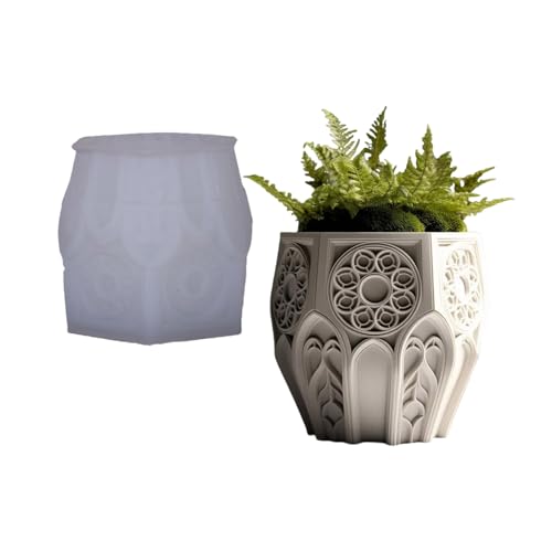 Kirchenfenster Sgape Kerze Tasse Blumenpot Präge Silikonform Makingwerkzeug Crafting Harz Pflanzer Kreatives Geschenk Flexible Silikonform Für Blumenpot Handwerk von NPXUAMTJ