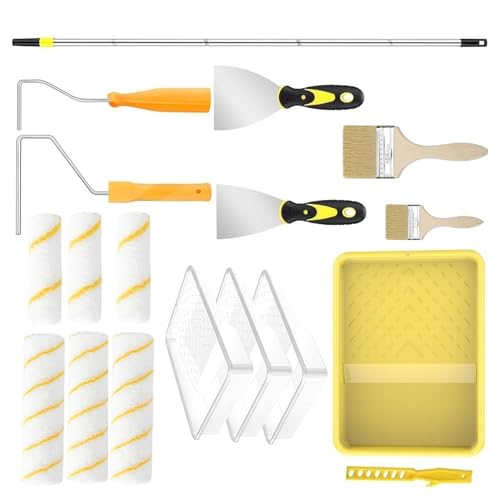Komplette 22pc Wandmalerei Werkzeug Set Einstellbarer Verlängerungsstangen Und Tropfpfanne Einfach Zu Bedienen Für Die Reibungslose Abdeckung Ergonomischer Lackwalzengrenze Für Decken von NPXUAMTJ