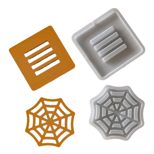 Lebensmittelqualität Silikon Spiderweb Tassen Matten Schimmel Hitzebeständige Untersetzer Rack Form Für Halloween Home Dekoration Spiderweb Silikonform Für Handwerk von NPXUAMTJ