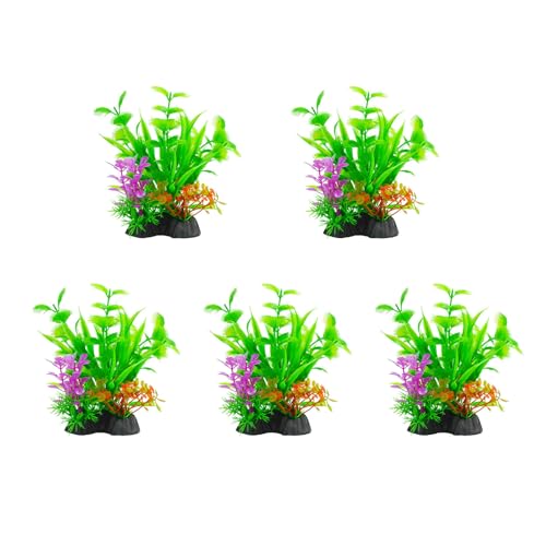 NPXUAMTJ 5pcs Künstliche Wasserpflanze Mit Basisaquarien Ornament Einfach Zustande Für Verschiedene Größe Fishank Shelter Accessoire Künstliche Pflanze von NPXUAMTJ