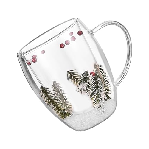 NPXUAMTJ Glasbecher Mit Getrockneten Blumen Transparenten Doppelwandkaffeetasse Mit Griffe Isoliert Getränke Für Heiße Getränke von NPXUAMTJ