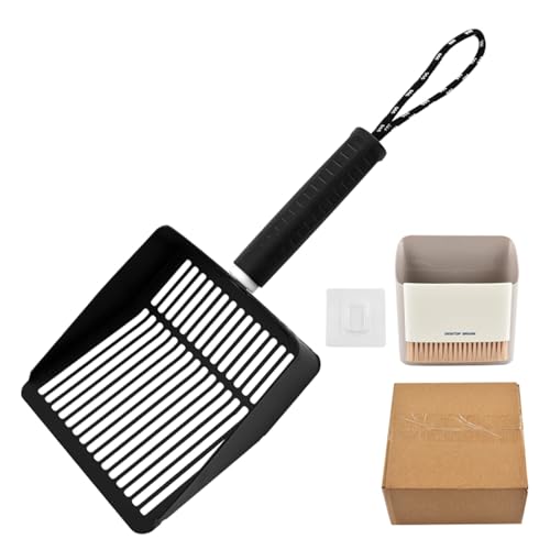 NPXUAMTJ Heavy Duty Edelstahl Haustierabfall Scooper Kits Beinhaltet Sandschaufelhalter Gartenbürste Für Innenräume Freien Freien Gebrauch Multifunktionales Katzen Schaufel Set von NPXUAMTJ