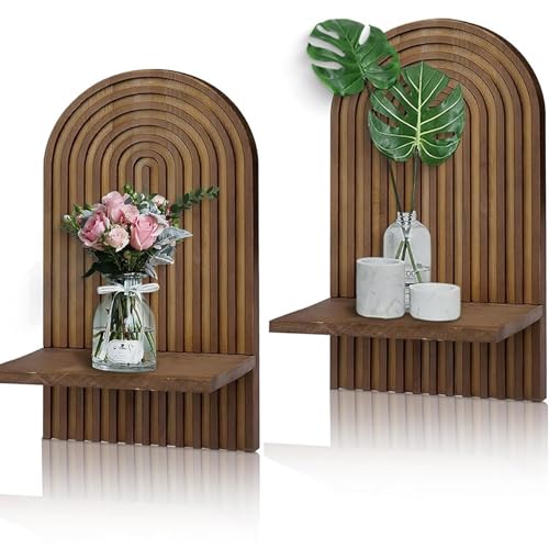 NPXUAMTJ Wandregale aus Holz, Regenbogenfarben, für stilvolle Heimdekoration, Wohnzimmer, kleines Pflanzenregal, platzsparendes Bücherregal, 2 Stück von NPXUAMTJ