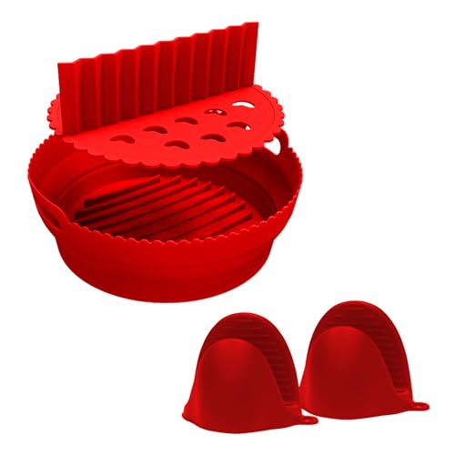 Silikon-Luftfritteusen-Einsatz, Trennhandschuhe, wiederverwendbar, Luftfritteusen, Zubehör, faltbares Luftfritteusen-Set von NPXUAMTJ