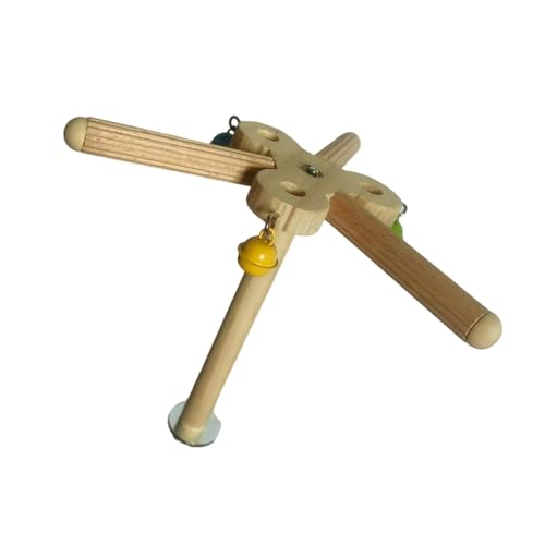Vogelstand Barschspielzeug Mit Glocken Interaktive Rotierende Sittiche Cockatiel Spielzeug Holzübungsrad Papageien Anreicherung Dekoratives Holz Vogelwindmühle von NPXUAMTJ