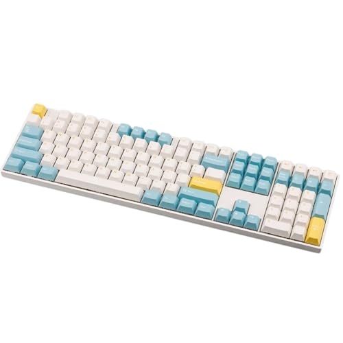 NPYQ Sea Lemon Tastenkappen PBT Double Shot Kirschprofil Tastenkappe Für 61 64 68 84 87 96 980 Mechanische Tastaturen PBT Double Shot Tastenkappe von NPYQ