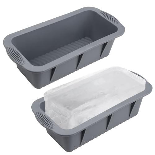 2 Stück Große Eisblock Form, 2,1 kg Graue Silikonblock Eiswürfelform Wiederverwendbar Extra Großer Eisbereiter für Gefrierschrank, Eisbad, Kaltes Eintauchen oder Kühler von NQEUEPN