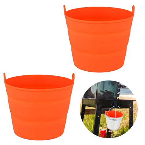 2 Stück Wiederverwendbar Silikon-Fett-Eimer Liner, Silikon-Fett-Eimer-Einlage für Traeger Tropfschalen-Einlage für Pit BOSS Pelletgrill Traeger Pro-Serie Ironwood 650/885 Grillzubehör (Orange) von NQEUEPN