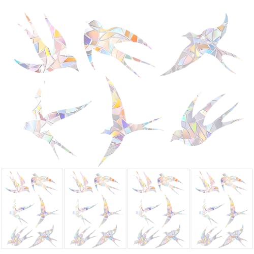 24 Stück Anti Kollision Aufkleber für Fenster Vögel, Schwalben Fensteraufkleber Regenbogenprisma Fensteraufkleber Nicht Klebend Fensteraufkleber um Vogelschläge auf Fensterglas zu Verhindern von NQEUEPN