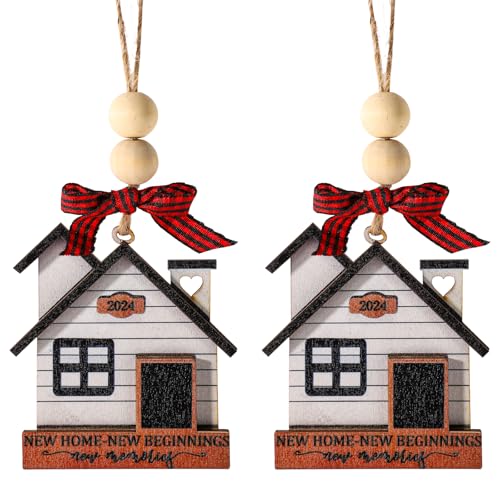 2stk Weihnachtsbaumschmuck, Hängende Neujahrsdekoration 2024 Einweihungsgeschenke aus Holz Weihnachtsschmuck für das Neue Zuhause für Weihnachtsbaum Dekoration Einweihungsgeschenk (Stil 1) von NQEUEPN