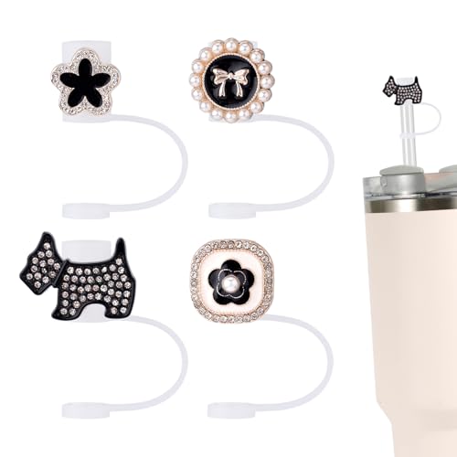 4stk Glitzernde Sstrohhalm Abdeckung Kompatibel mit Stanley Cup 20 30 40oz Trinkbechern Silikon 10mm Strohspitzen Deckel Wiederverwendbar Strohhalm-Abdeckung für Mädchen und Frauen von NQEUEPN