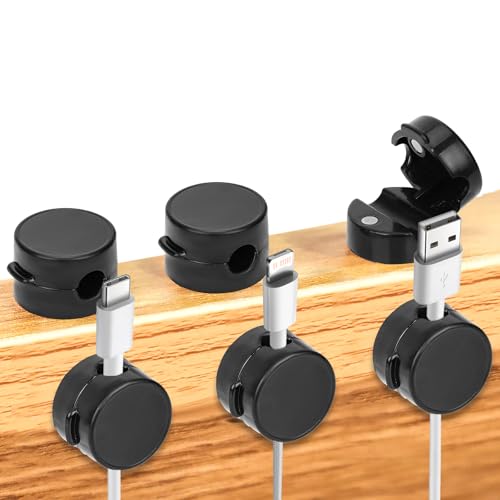 6 Stück Magnetische Kabelmanagement-Clips, Telefon-Ladekabelhalter Starker Klebstoff USB-Kabelmanager-Halter Kabel-Organizer für den Schreibtisch für Zuhause Büro Küche Wand (Schwarz) von NQEUEPN
