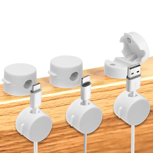 6 Stück Magnetische Kabelmanagement-Clips, Telefon-Ladekabelhalter Starker Klebstoff USB-Kabelmanager-Halter Kabel-Organizer für den Schreibtisch für Zuhause Büro Küche Wand (Weiß) von NQEUEPN
