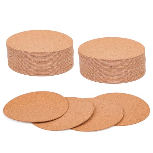 60 Stück Untersetzer Kork Trägerblätter, Selbstklebende Untersetzerböden Kork Runde Untersetzer Rückseite Dünne Weiche Kork Pads für Untersetzer, Getränke, Zuhause, Küche, Bastelbedarf von NQEUEPN