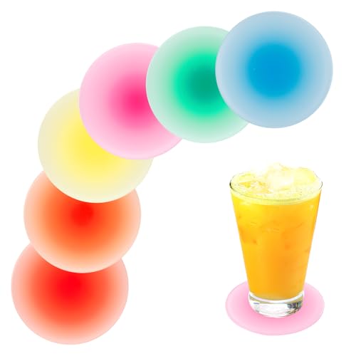 6stk Bunte Untersetzer aus Acryl, Süße Runde Untersetzer Bunte Getränkeuntersetzer Hitzebeständige Tassenmatten rutschfeste Tischuntersetzer für Kaffee Tisch Heimdekoration von NQEUEPN