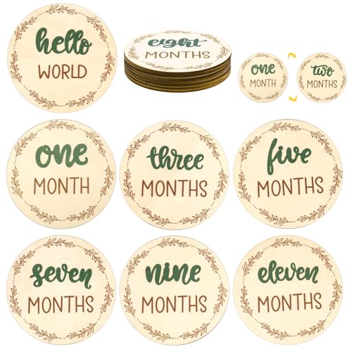 7stk Baby Monatskarten Holz, Monatsschilder Babys Doppelseitige Wachstumskarten Baby Monatsscheiben Monatliche Foto-Requisiten Monatsmarkierungen Babys Hilfsmittel Aufzeichnung Wachstums von NQEUEPN