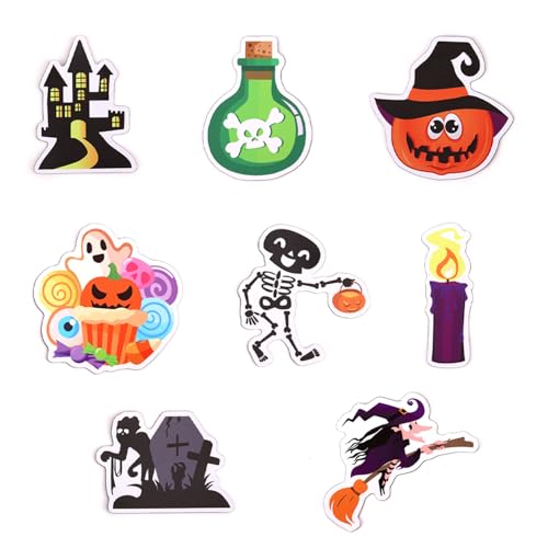 8 Stück Halloween-Kühlschrankmagnete, Magnetisch Halloween-Automagnete Süßer Kürbis Skelett Hexe Feiertagsmagnet für Kreuzfahrttür Garagentordekorationen von NQEUEPN