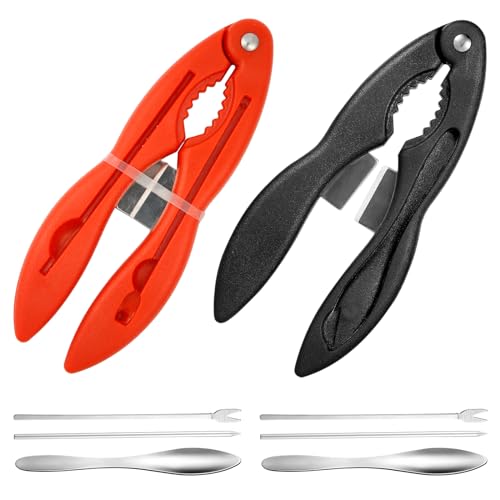NQEUEPN 8st Krabbenknacker und Werkzeuge, Multifunktionale Hummercracker Hilfreich 3 in 1 Meeresfrüchteknacker Stark Seafood Utensils Pickel Krabbenkrallenknacker für Krabbenbeine von NQEUEPN
