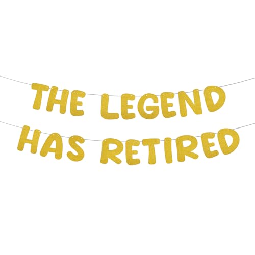 Banner The Legend Has Retired, Banner Happy Retirement Freudige Gastgeschenke für Ruhestandspartys Vorbespannte Materialien und Geschenke für Männer und Frauen zur Ruhestandsfeier (Gold) von NQEUEPN