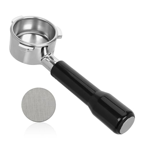 NQEUEPN Bodenloser Siebträger 54mm, 3 Ohren Espresso Siebträger mit Abnehmbarem Filterkorb und Kunststoffgriff Edelstahl Ersatzteil Kompatibel mit Breville Espressomaschinen der 8-Serie von NQEUEPN