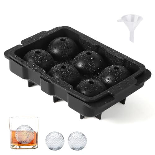Golfball-Eisform, Kugelförmiger Eiswürfelform Silikon Runder Eisballmaker Kann 6 Große Eisbälle Herstellen Golfgeschenk für Cocktails Kaffee Whiskyliebhaber von NQEUEPN