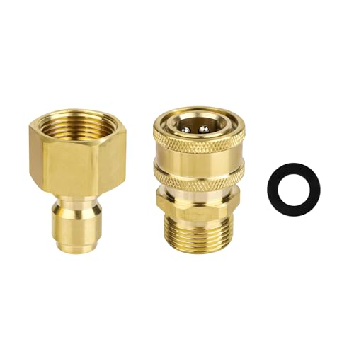 NQEUEPN 2 Stück Hochdruckreiniger Adapter Set, M22 15mm bis 9,5mm Hochdruckreiniger-Schnellkupplung Schlaucharmaturen Hochdruckreinigerteile Zubehör für Hochdruckreinigerpistole Schlauch, 5000 PSI NQEUEPN 2 Stück Hochdruckreiniger Adapter Set, M22 15mm bis 9,5mm Hochdruckreiniger-Schnellkupplung Schlaucharmaturen Hochdruckreinigerteile Zubehör für Hochdruckreinigerpistole Schlauch, 5000 PSI von NQEUEPN