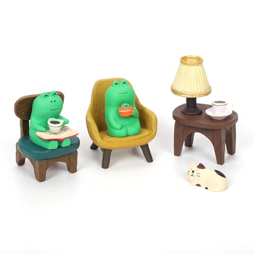 NQEUEPN 6 Stück Miniatur-Froschfiguren, Niedlich Frosch Figuren Heimdekoration Mini-Frosch-Gartenstatue Lustige Froschstatue Schreibtisch-Bürodekoration für Schlafzimmer Geburtstagsgeschenk von NQEUEPN