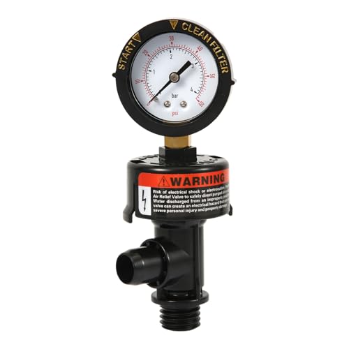 NQEUEPN 98209800 Hoher Durchfluss Manuelles Entlüftungsventil, Entlüftungsventilbaugruppe mit Druckmesser O-Ring und Clip Entlüftungsventil Ersatz für Pentair Pool Spa Filter NQEUEPN 98209800 Hoher Durchfluss Manuelles Entlüftungsventil, Entlüftungsventilbaugruppe mit Druckmesser O-Ring und Clip Entlüftungsventil Ersatz für Pentair Pool Spa Filter von NQEUEPN