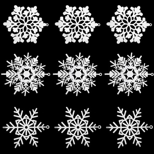 NQEUEPN 9st Schneeflocken Deko, 30cm Schneeflocken Hängend Weihnachtsschneeflocken Weihnachtsbaumschmuck für Winter Innen und Außenfenster Heimdekoration von NQEUEPN