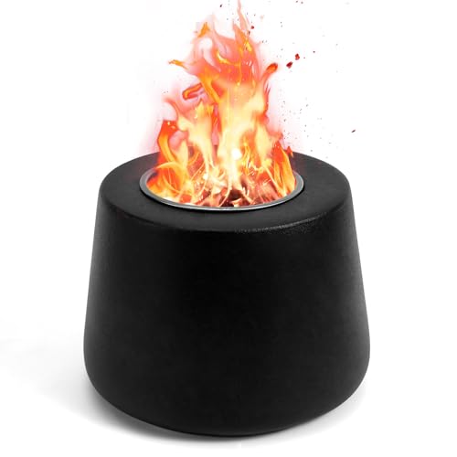 Tisch Feuerstelle, Mini Persönliche Tisch Feuerstelle Kleine Tragbare Rauchfreie Feuerschale Schwarzer Keramikkamin Alkoholflamme Feuerschale Aus Beton für Drinnen und Draußen von NQEUEPN