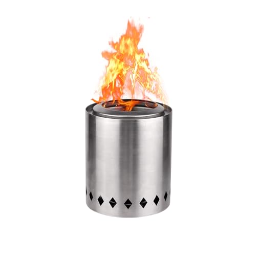 Tisch Feuerstelle, Mini Tragbar Solo Stove Tischkamin für Draußen Hinterhof Garten Terrasse Betrieben mit Pellets oder Holz, Edelstahl, 14,5 x 12,8cm von NQEUEPN