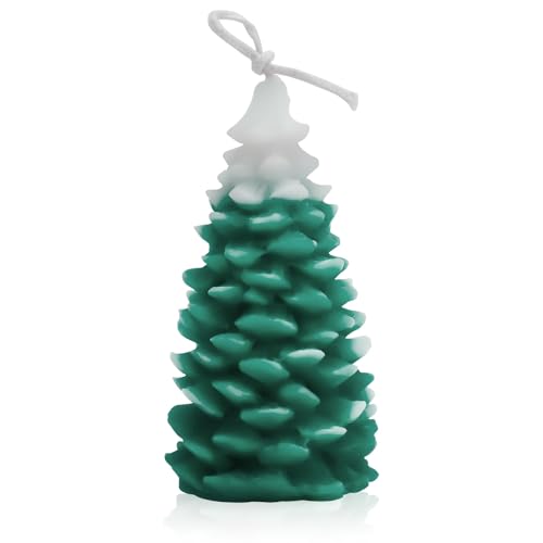 Weihnachtsbaumförmige Kerze, Weihnachtliche Duftkerze Kerze mit Weihnachtlichem Thema für Entspannung Party Urlaub Neujahr Geschenk Dekoration (Grün) von NQEUEPN